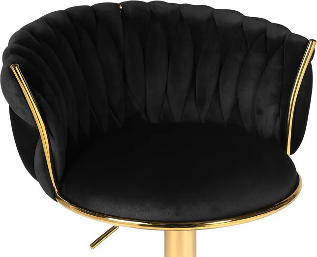 Barová stolička MIG zamatová, zlatá / čierna