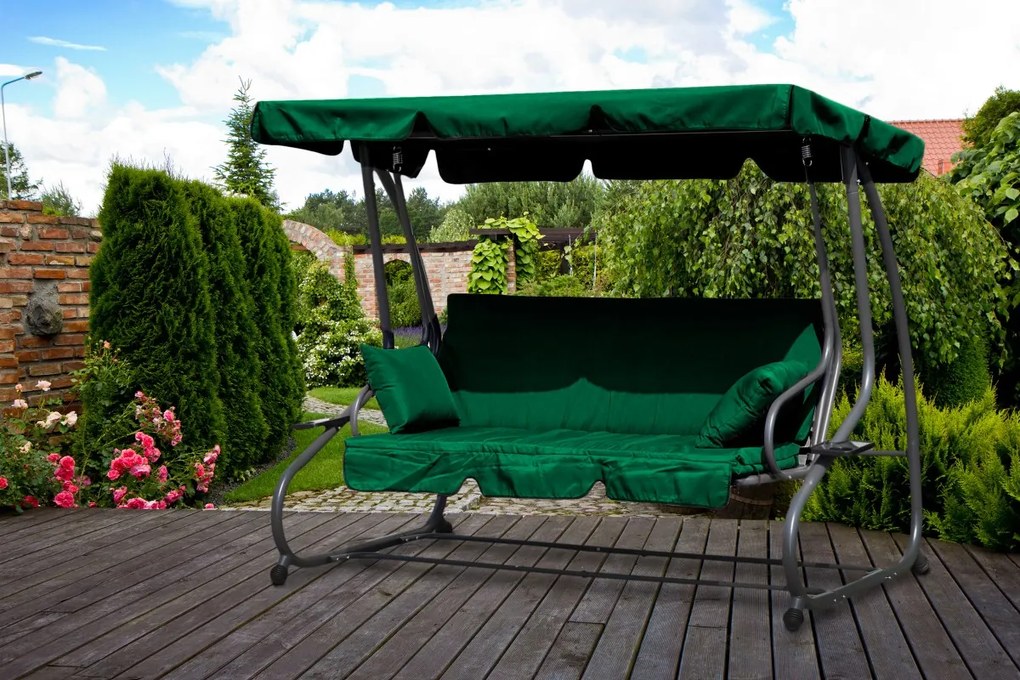 Záhradná rozkladacia hojdačka MODERN 2v1 zelená