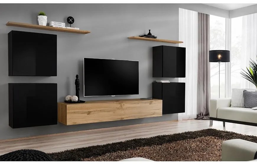 Obývacia stena Switch IV Čierna /Wotan