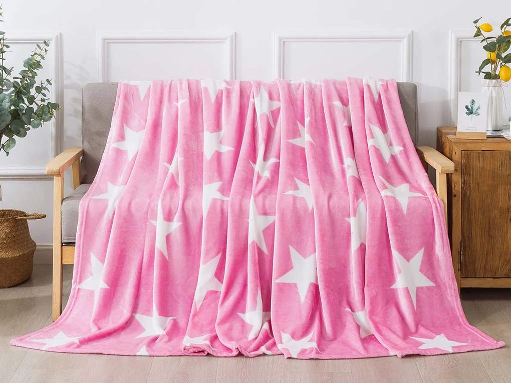 XPOSE® Mikroplyšová deka LÝDIE - ružová 200x220 cm