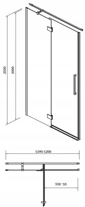 Cersanit Crea, krídlové dvere do otvoru 120X200 cm (ľavé), 8mm číre sklo, chrómový profil, S159-003