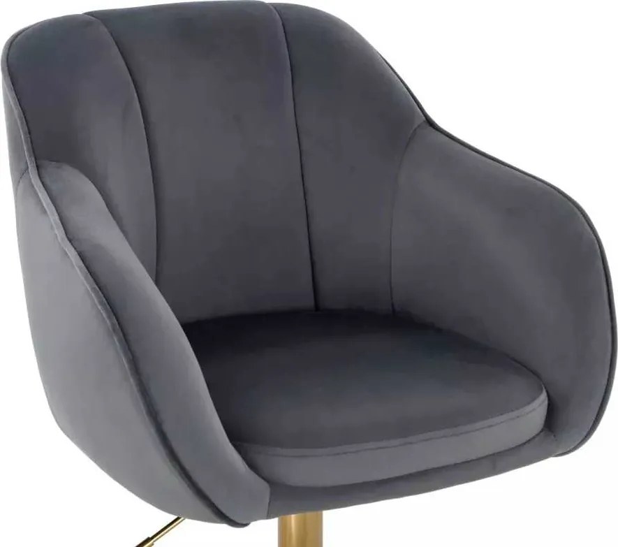 LuxuryForm DESIGN Stolička AVOLA VELUR na zlatej podstave s kolieskami - tmavosivá