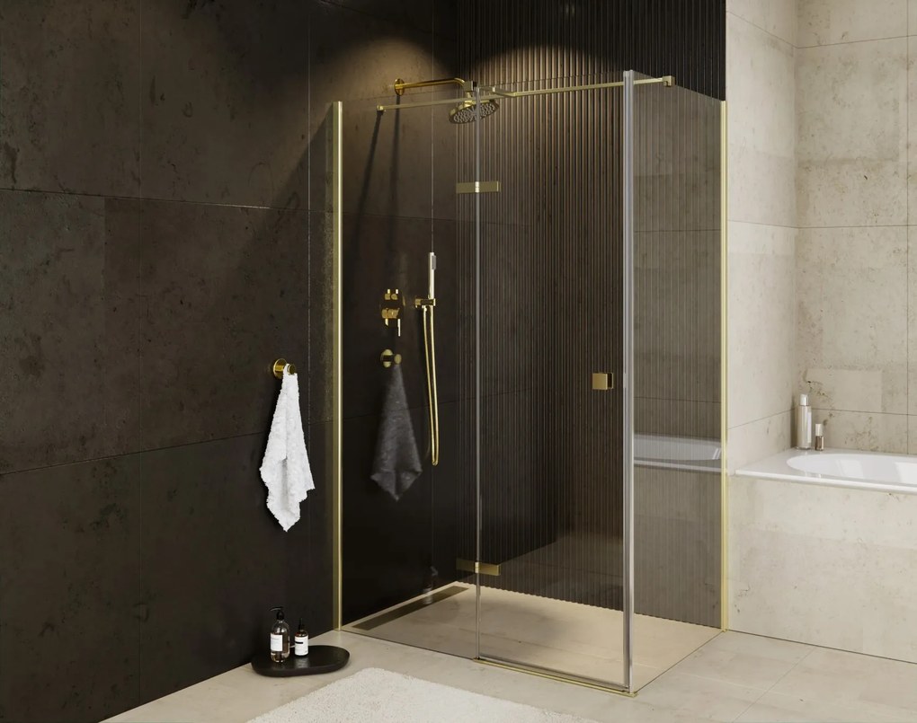 Besco Obdĺžnikový sprchový kút PIXA GOLD R 100x80 (100x90, 120x80, 120x90), výška 195 cm - bez vaničky BESCO-Rozmery: 120x80, BESCO-Orientácia: Pravá