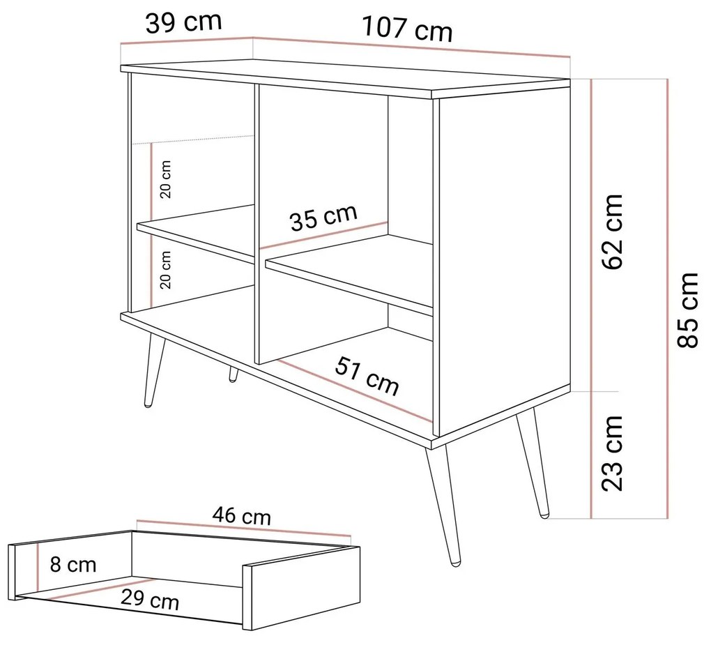 Komoda BOSTON biela 107cm