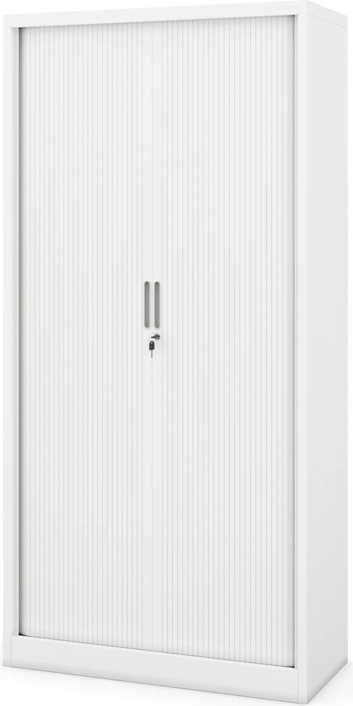 Kovová skriňa so žalúziovými dverami DAMIAN, 900 x 1850 x 450 mm, biela