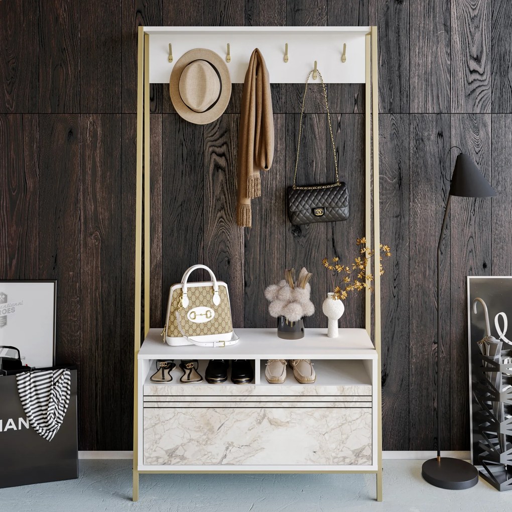 Predsieňová stena Dudulo (Biela). Akcia -15%. Vlastná spoľahlivá doprava až k Vám domov. 1072337