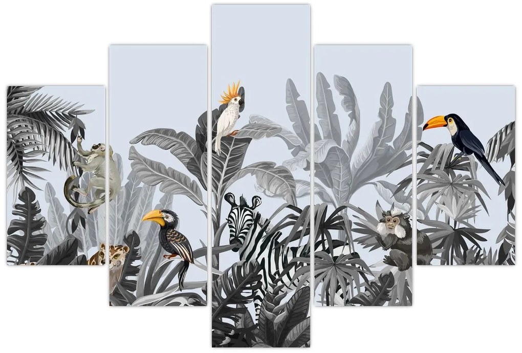 Obraz - Ilustrovaná džungľa (150x105 cm)