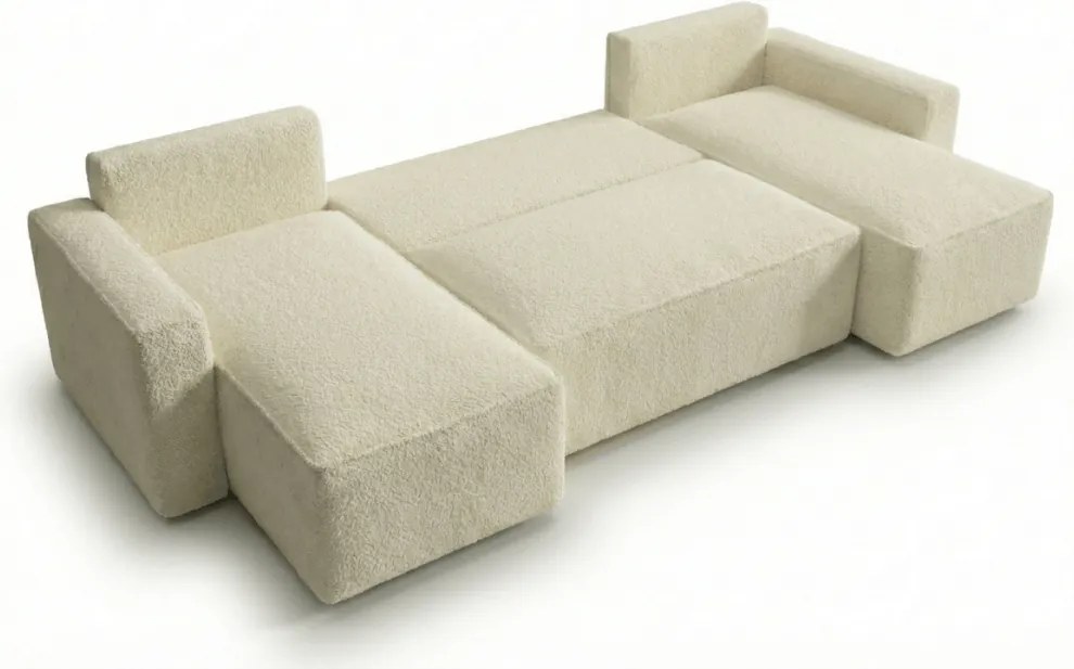 Rozkladacia sedacia súprava do U SMART BOUCLE 303x143 cm, sivobéžová