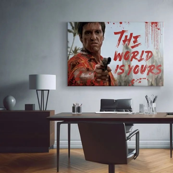 Scarface obraz na plátne Krvavý Tony Montana so zbraňou v ruke 40x60 cm