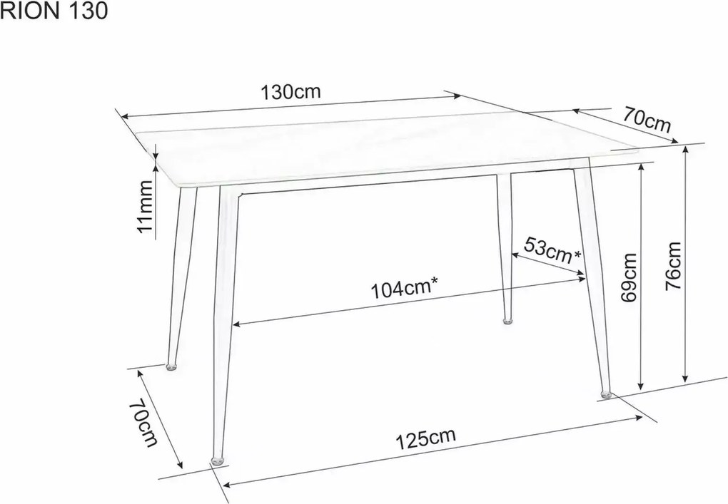 Jedálenský stôl Rion 130 cm keramika čierny mramor/čierny