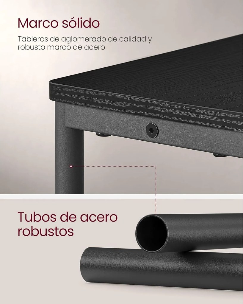 Úzky nočný stolík s funkciou nabíjania, 18 x 45 x 58 cm, čierny