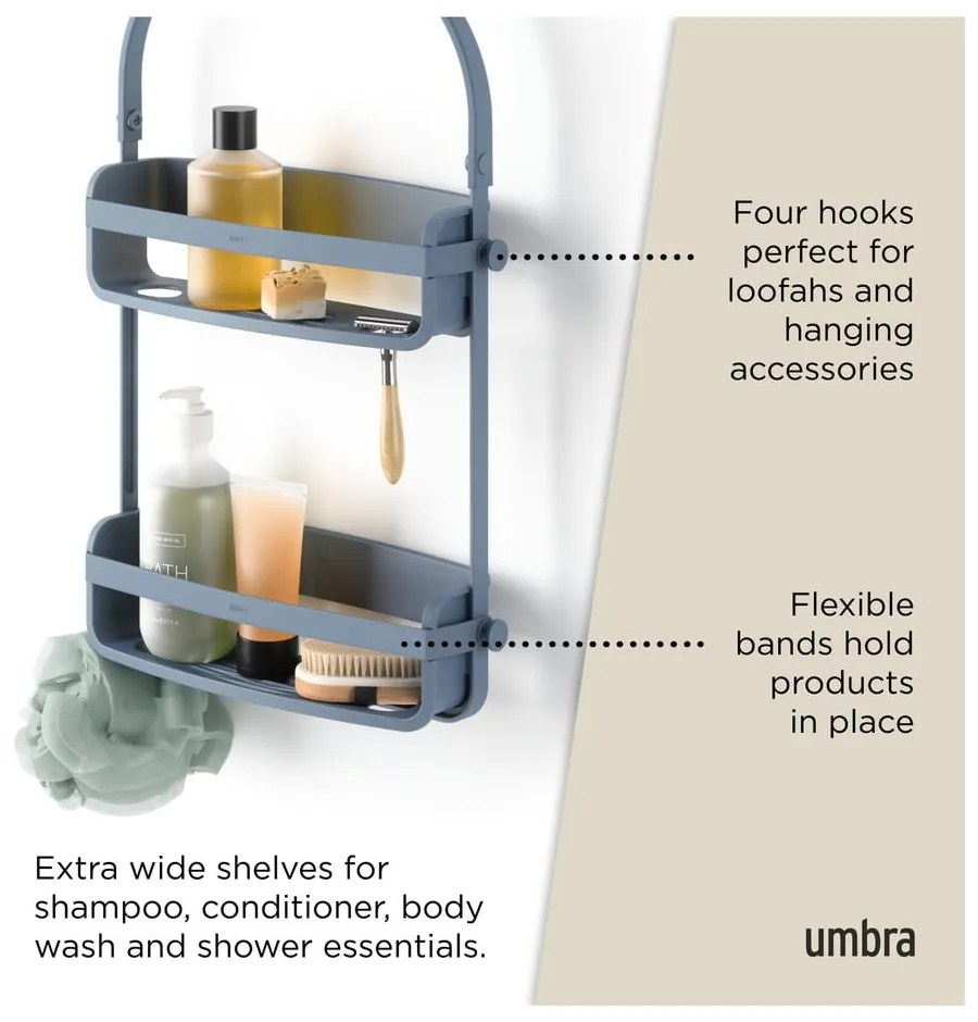 Modrá závesná plastová kúpeľňová polička Flex – Umbra