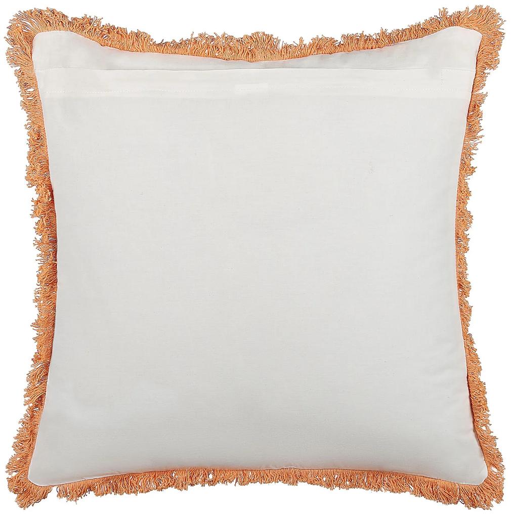 Bavlnený vankúš so vzorom 45 x 45 cm biela/oranžová SATIVUS Beliani