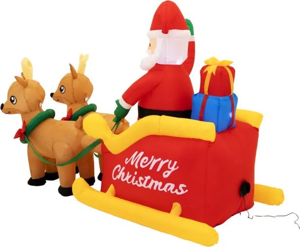 Nafukovací Santa Claus na saniach so sobmi 212 cm