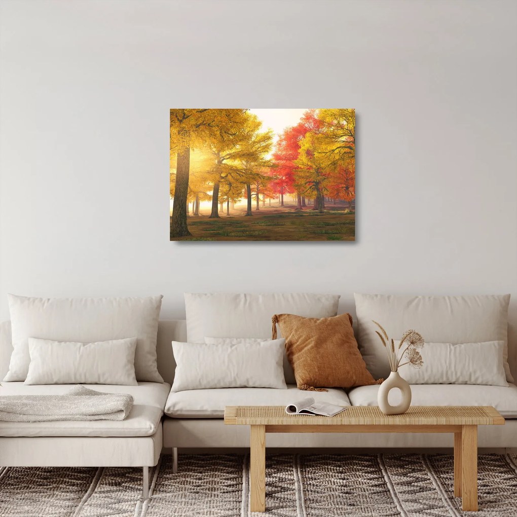 Sklenený obraz jesenných stromov (70x50 cm)