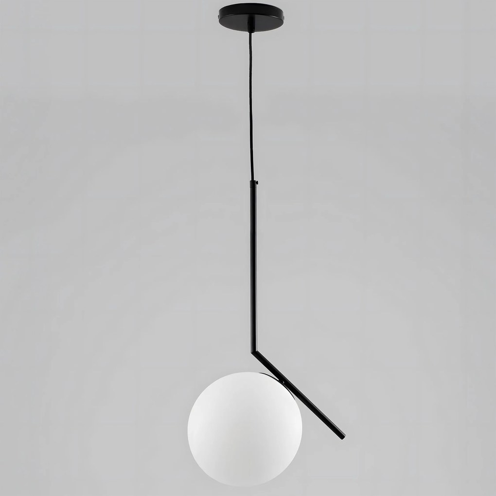 Toolight Toolight, stropná lampa sklenená guľa G107-1W, čierna-biela, OSW-09732