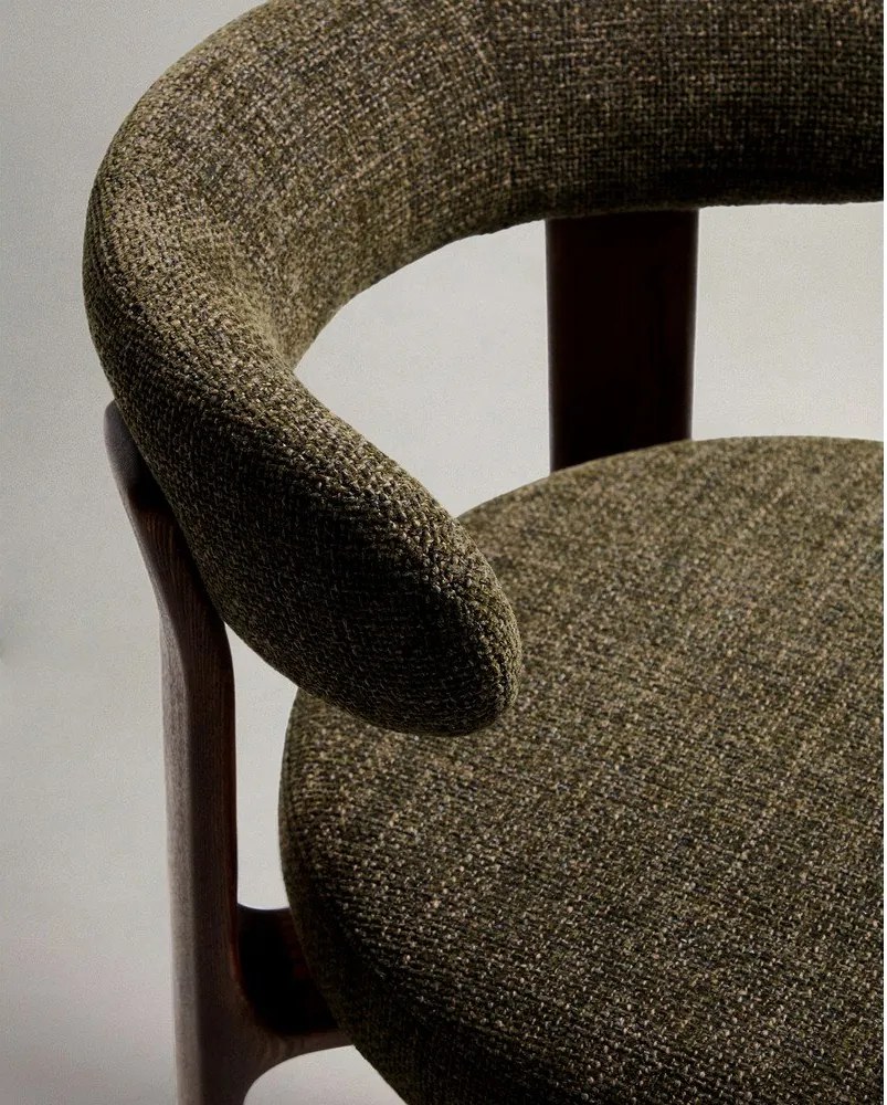 Zelená/v tmavo prírodnej farbe barová stolička z jaseňového dreva (výška sedadla 75 cm) Granite – Kave Home