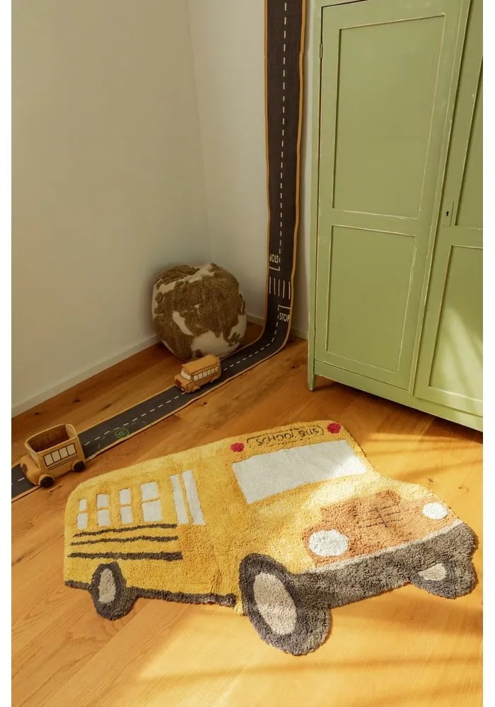 Okrovožltý prateľný/ručne tkaný bavlnený detský koberec 90x130 cm School Bus – Lorena Canals