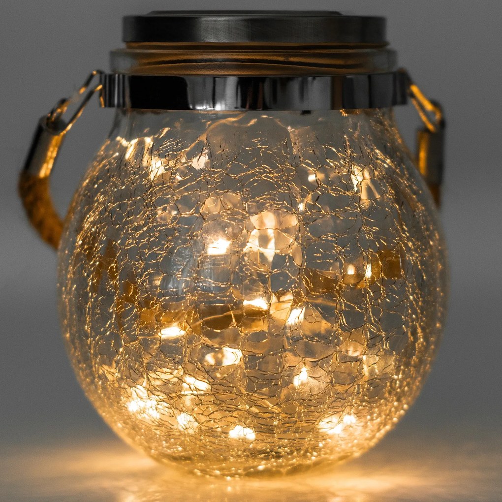 Solárna LED lampa Solik 12x14,5 cm číra/teplá biela