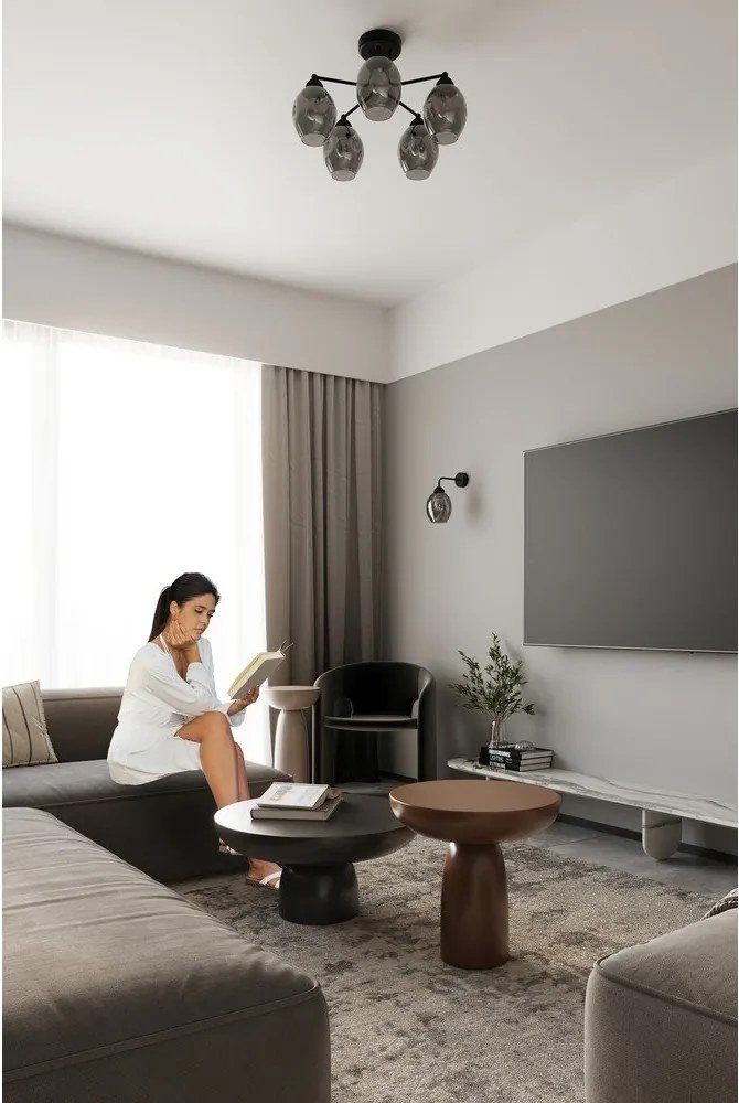 Čierne stropné svietidlo so skleneným tienidlom 54x54 cm Garten – Sollux