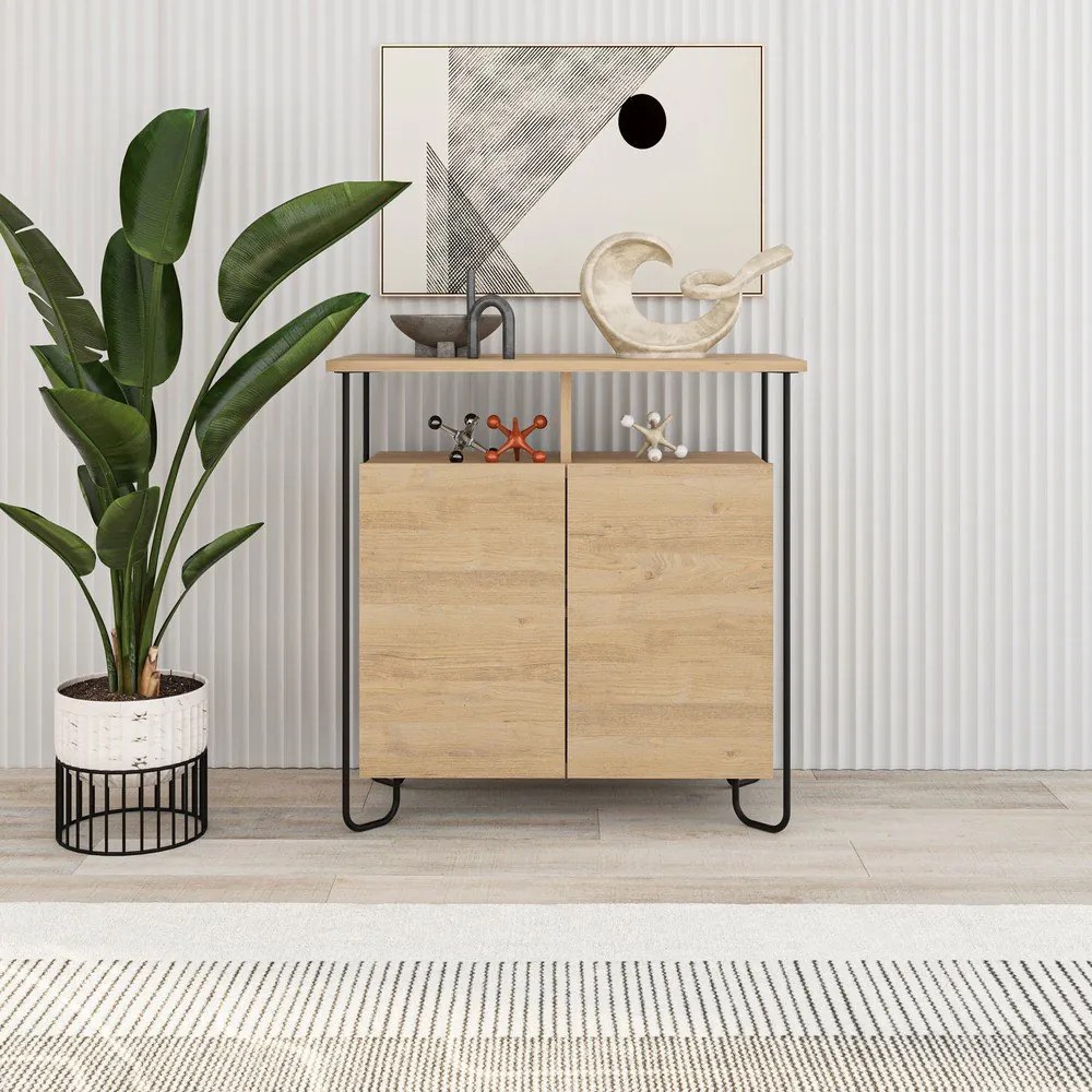 Skrinka v dekore duba v prírodnej farbe 80x80 cm Dilly – Marckeric