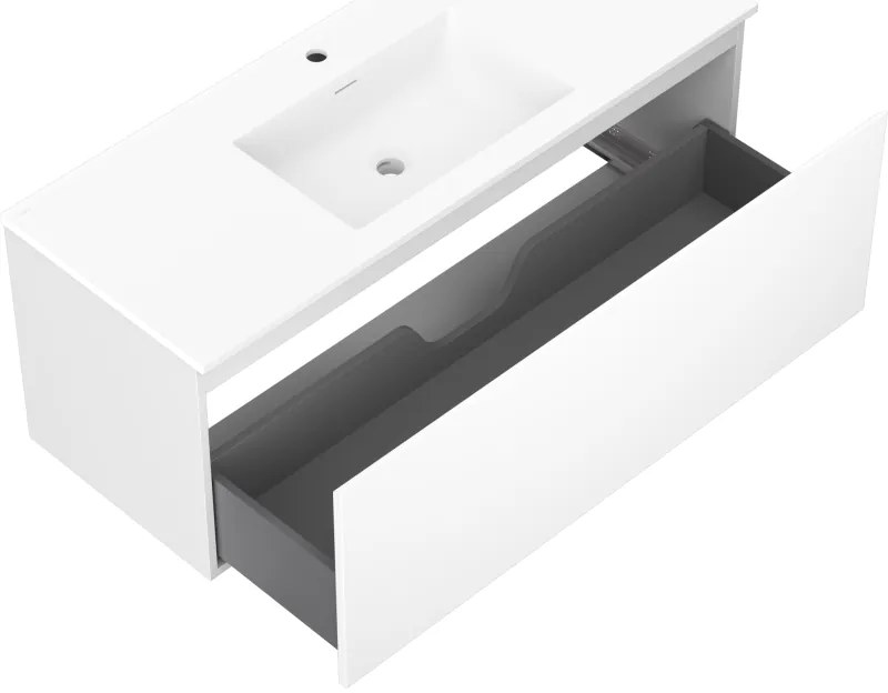 Mexen Orio, kúpeľňová skrinka 120 cm s umývadlom Otis, 1 zásuvka, biela matná, 91A10-12047-1-BF01-W18M01