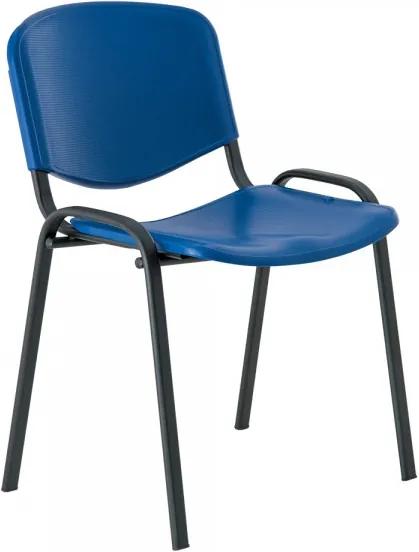 Plastová konferenčná stolička Viva - čierne nohy modrá