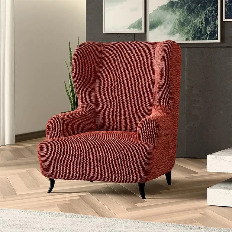 Bielastické poťahy COSTINA medená kreslo ušiak (š. 60 - 110 cm)