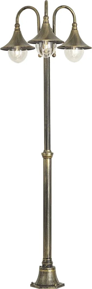 Klasická vonkajšia lampa čierna so starožitným zlatom 200 cm 3-svetlá IP44 - Daphne