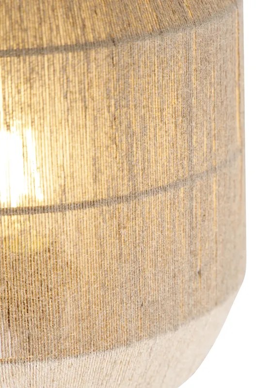 Orientálna nástenná lampa čierna s jutovým lanom - Riki