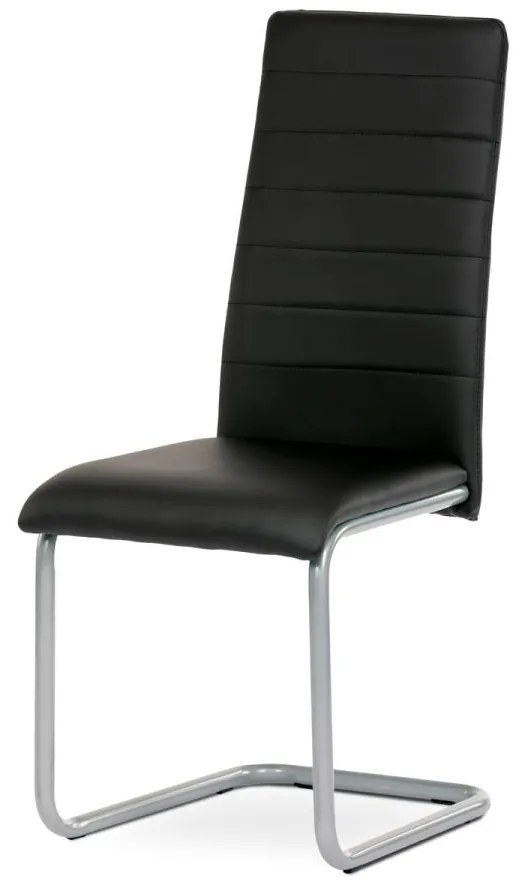 Jedálenská stolička DCL-402 BK čierna koženka, sivý kov