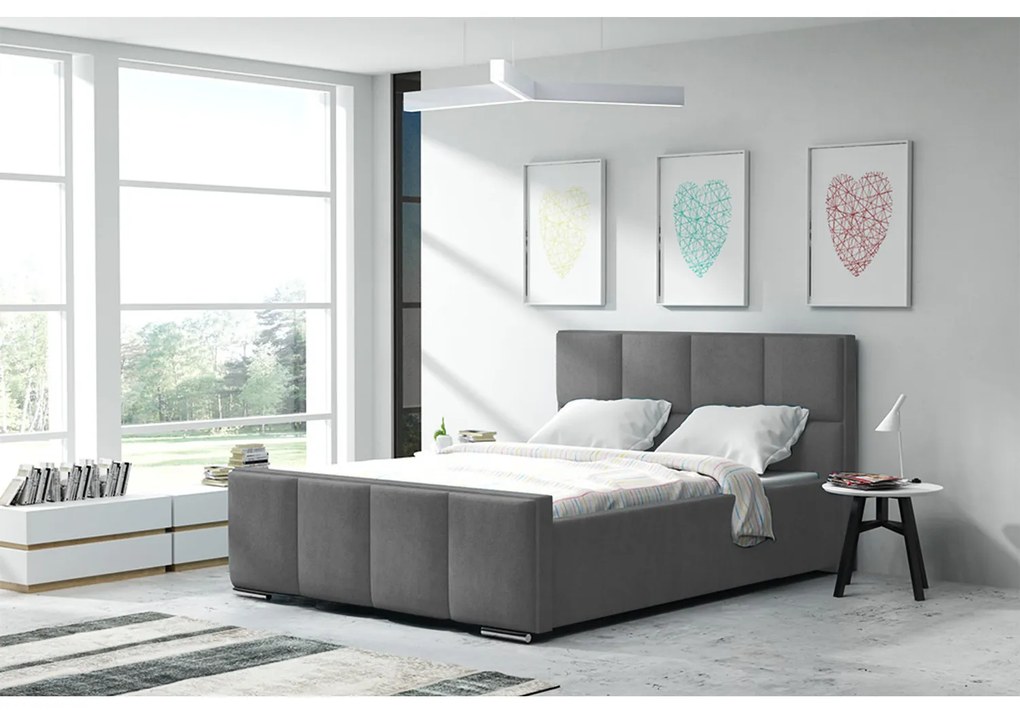 Posteľ OLIVIA 13 STANDARD 140x200 cm - strieborné nohy Tmavohnedá