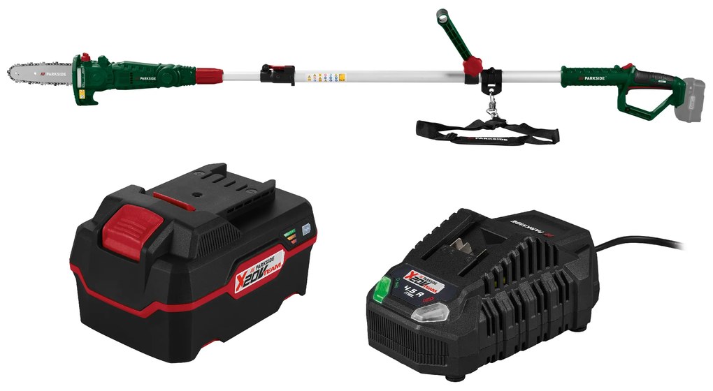 Parkside®  Aku odvetvovač Pahe 20-Li E5 + Akumulátor 20 V/4 Ah PAP 20 B3 + Nabíjačka akumulátora 20 V/4,5 A PLG 20 C3  (800011186)