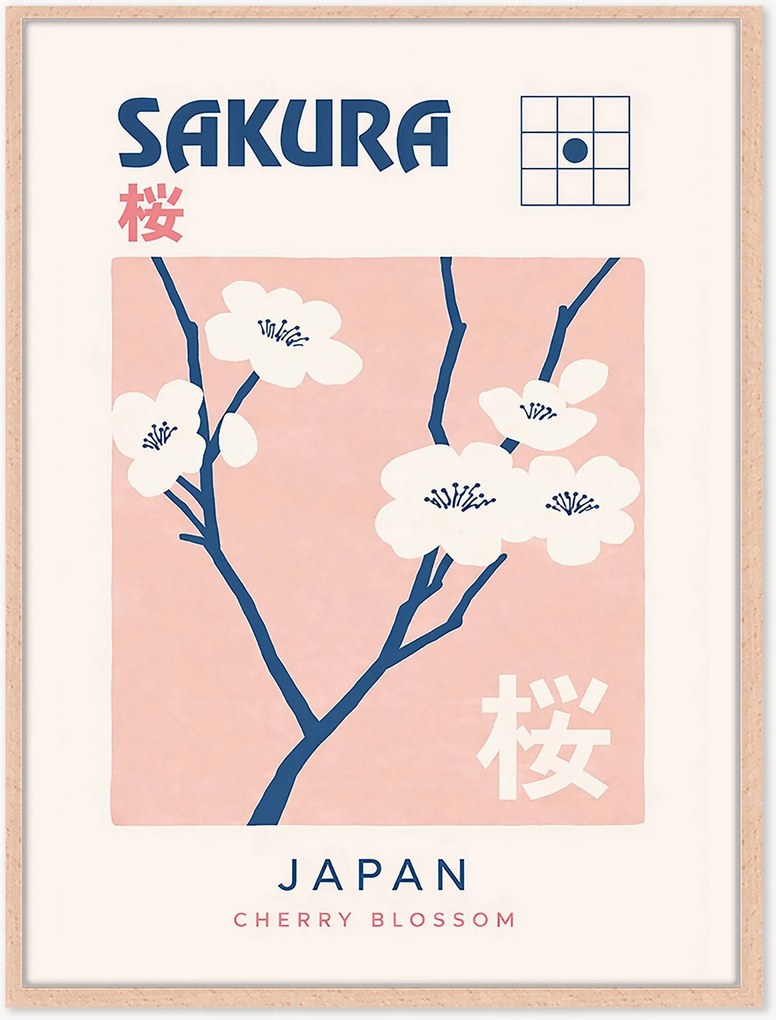 Ručne vyrobená nástenná dekorácia v ráme Sakura