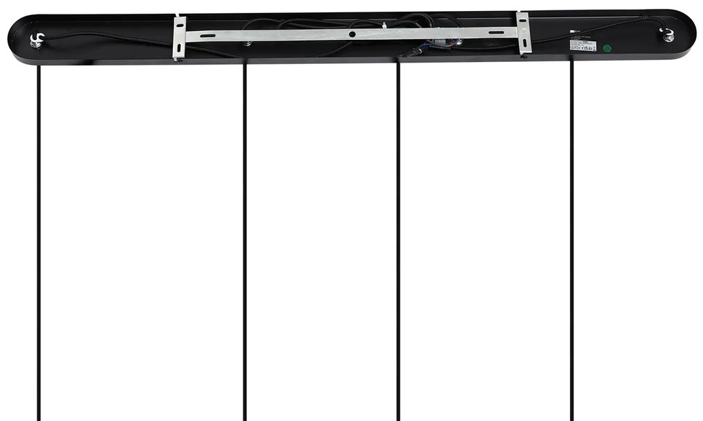 Art Deco závesná lampa čierna s dymovým sklom obdĺžniková 4-svetlá - Bao