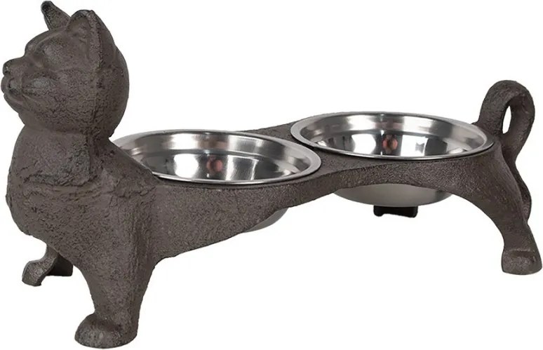 Misky pre mačku v liatinovom stojane mačky - 39*15*19 cm / 2*225 ml