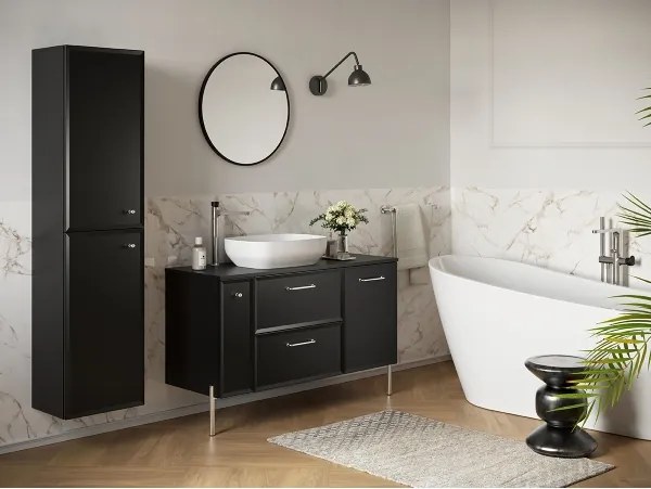 Cersanit S1022-007 - Závesná kúpeľňová skrinka MILLE 20x45 cm matná čierna