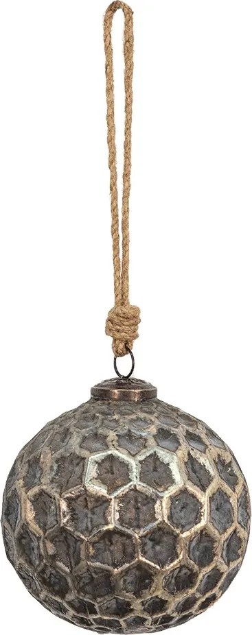 Medená antik sklenená ozdoba Hexagon Copper L - Ø 12*12 cm