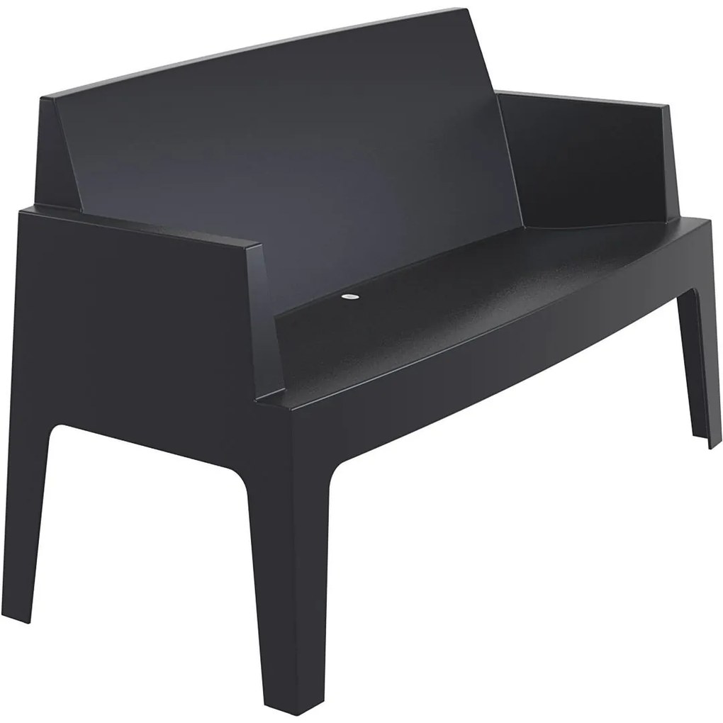 BOX SOFA záhradná lavica s podrúčkami black