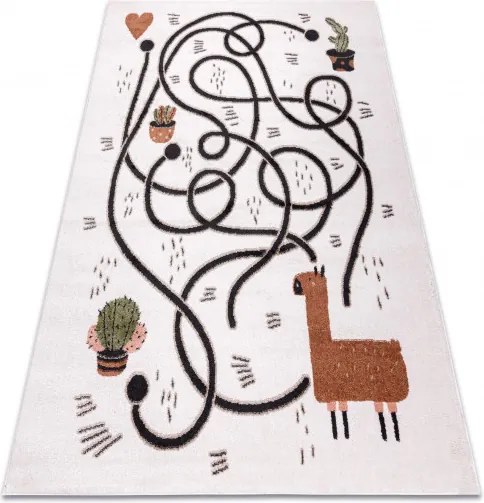 Dywany Łuszczów, AKCIA: 80x150 cm Detský kusový koberec Fun Game llama cream, biela, detská izba