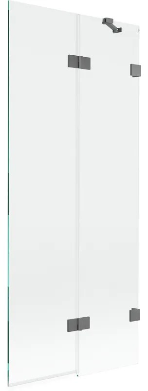 Mexen Lunar, 2-krídlová vaňová zástena pravá 80 x 150 cm, číre sklo, grafitová, 897-080-100-95-00-P