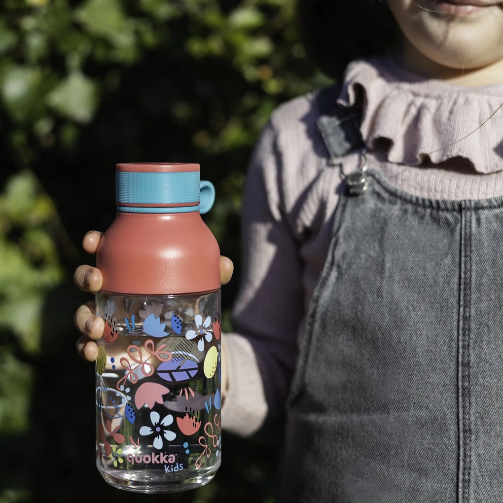 Plastová fľaša Ice Kids s pútkom Flowers 430 ml