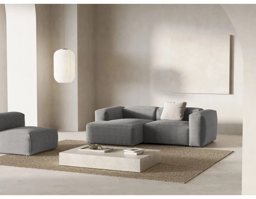 Svetlosivá menčestrová rohová pohovka (ľavý roh/s leňoškou) Bergano – Cosmopolitan Design