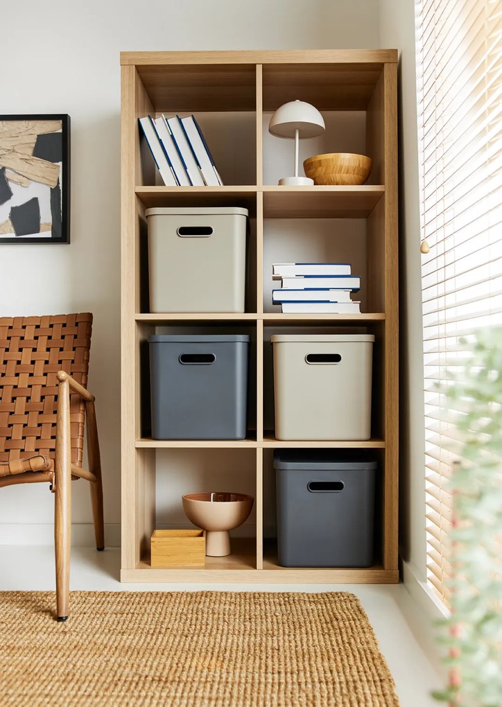 Rotho Úložný box, rovný s víkem, 27l, béžová ALBU LIGHT, 37x29x30