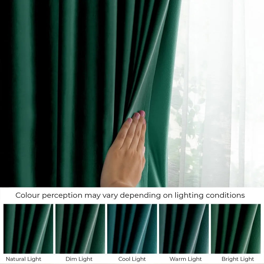 Tmavozelený zamatový dimout záves 140x270 cm Pleat – Restilo