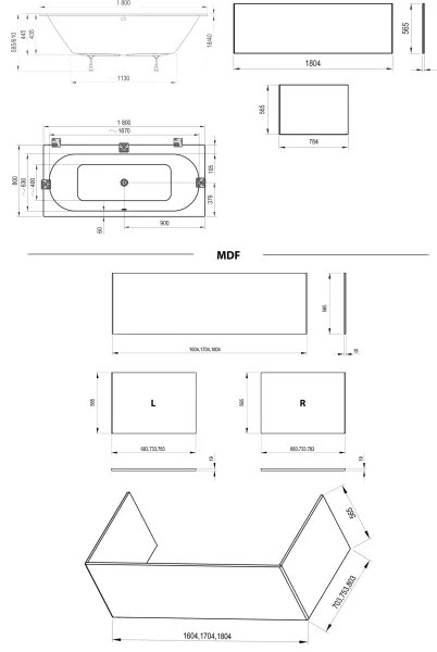 Ravak C921300000 - Vaňa CITY SLIM 180x80 cm akrylát/biela