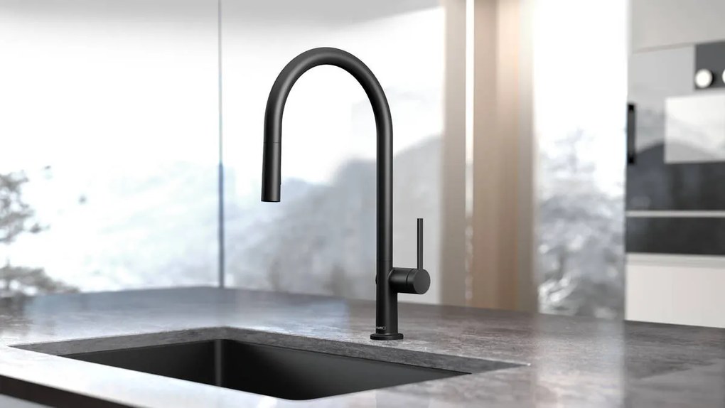 Hansgrohe M54, drezová batéria Talis s výsuvnou spŕškou, čierna matná, 72800670