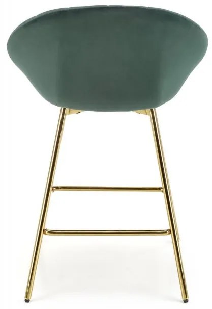 Barová stolička ERNESTO — kov, látka, zlatá / zelená
