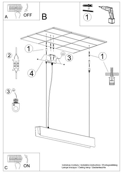 Sollux SL.1395 - LED Luster na lanku SPARK 1xG13/8,5W/230V čierna