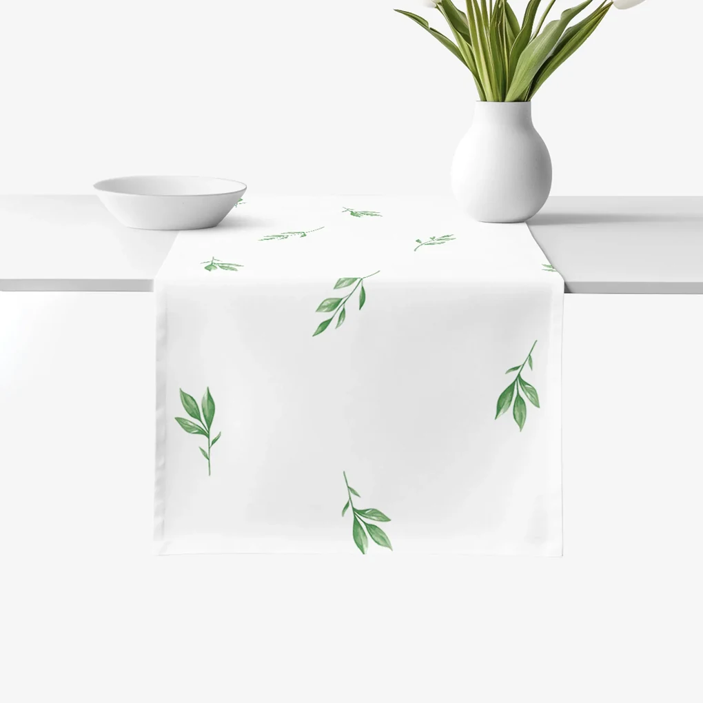 Goldea behúň na stôl 100% bavlnené plátno - olivové lístky 50x180 cm
